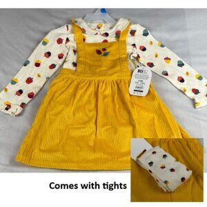 Wonder Nation 3 Pc Set: Jumpsuit Dress, Long Sleeved T-shirt, Tights Girls 24 Mo